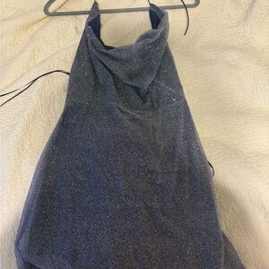 Hello Molly Glittery Blue Cowl neck mini dress